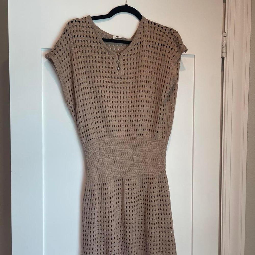Tan Crochet Knit Swim Cover Up Dress Size Large